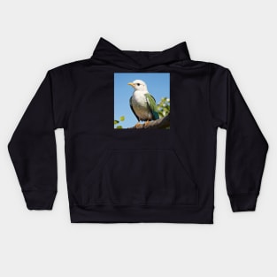 Fantasy Bird with Green and Blue Wings Kids Hoodie